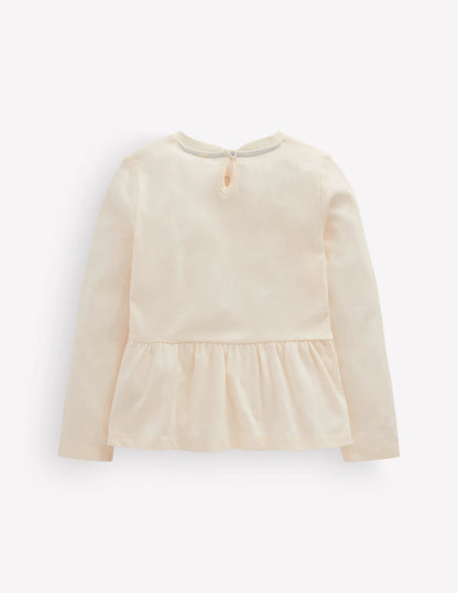 Long Sleeve Peplum Top-Soft Ivory