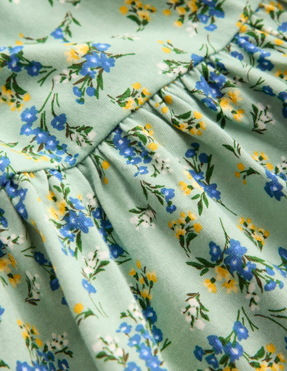 Ballerina Jersey Dress-Green Floral