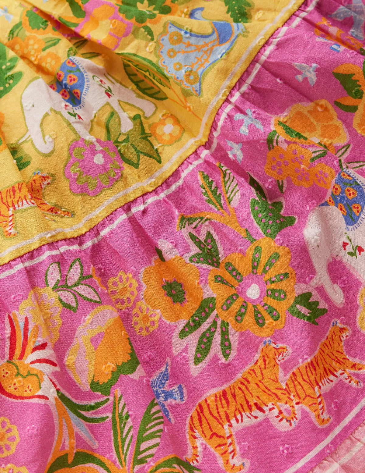 Midi Tiered Skirt-Multi Tropical Animals