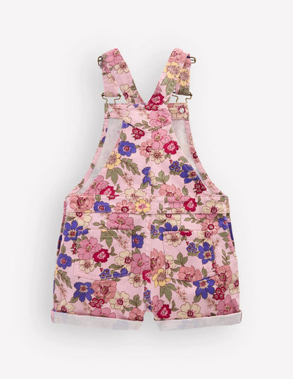 Short Overalls-Pink Floral Bloom