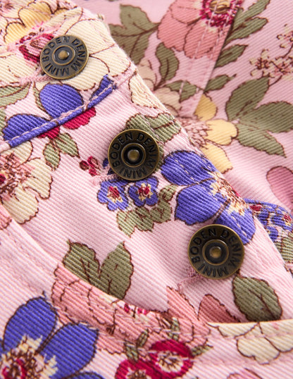 Short Overalls-Pink Floral Bloom