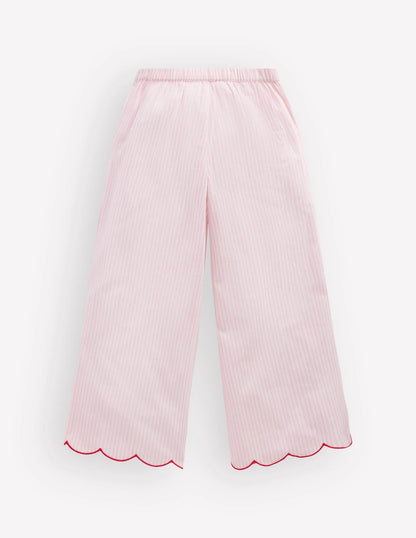 Scallop Hem Pants-Chalk Pink/ Ivory Floral