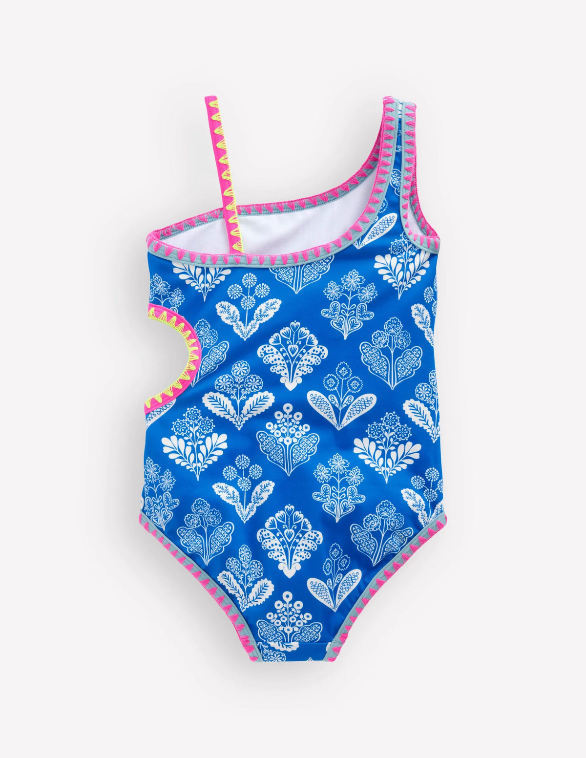 Cut Out Swimsuit-Kingfisher Blue Woodblock