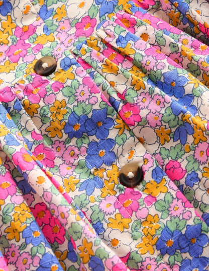 Remy Button Through Dress-Pink Ditsy Floral