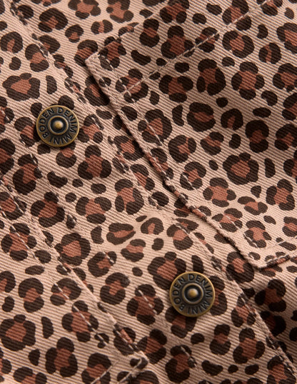 Denim Shirt Dress-Leopard