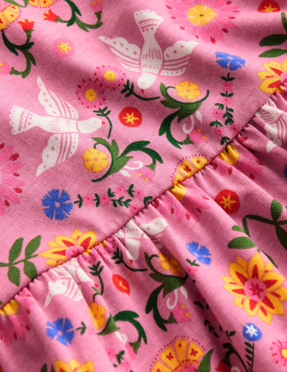 Heart Back Jersey Dress-Formica Pink Bird Floral