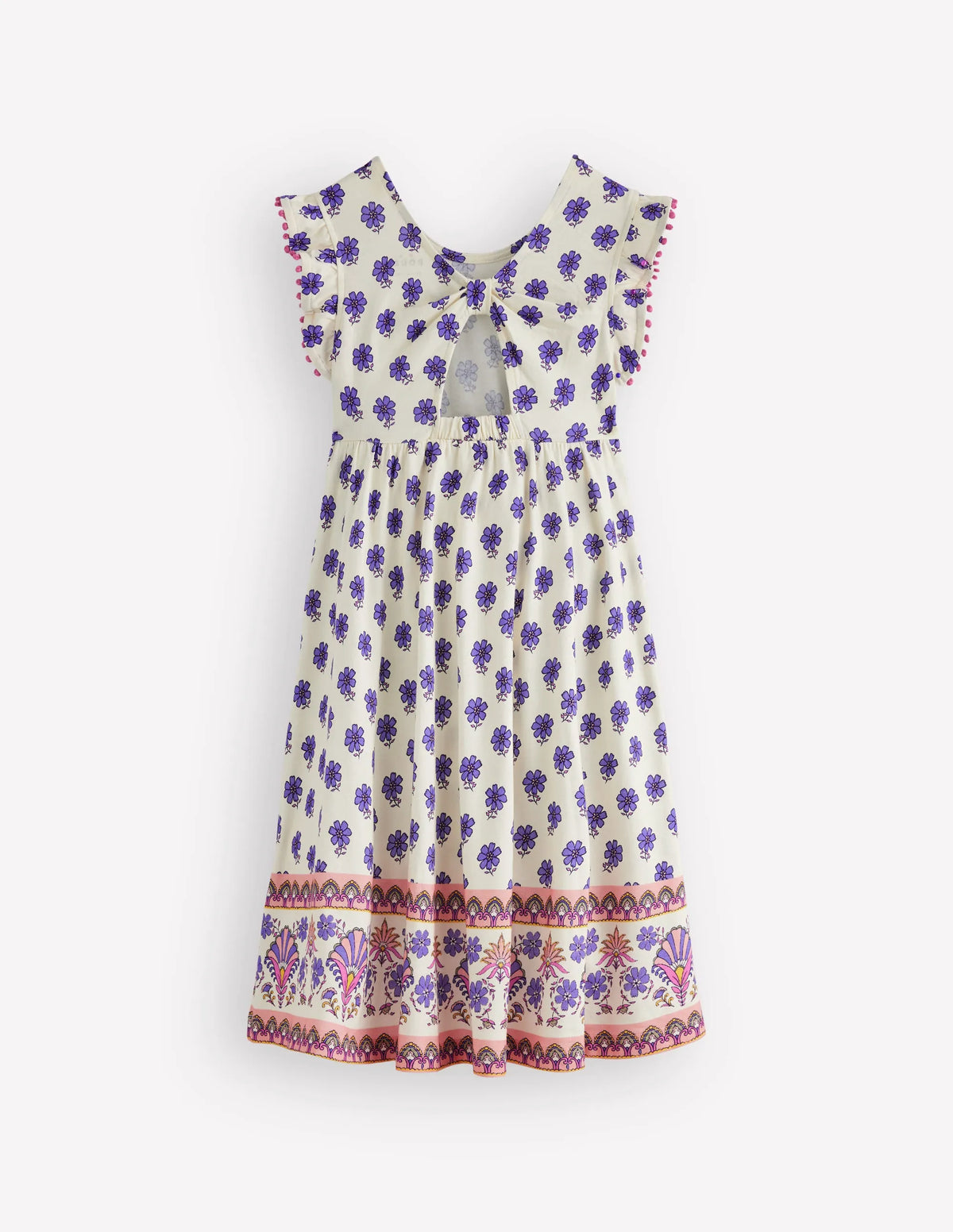 Clover Bow Back Jersey Dress-Multi Woodblock