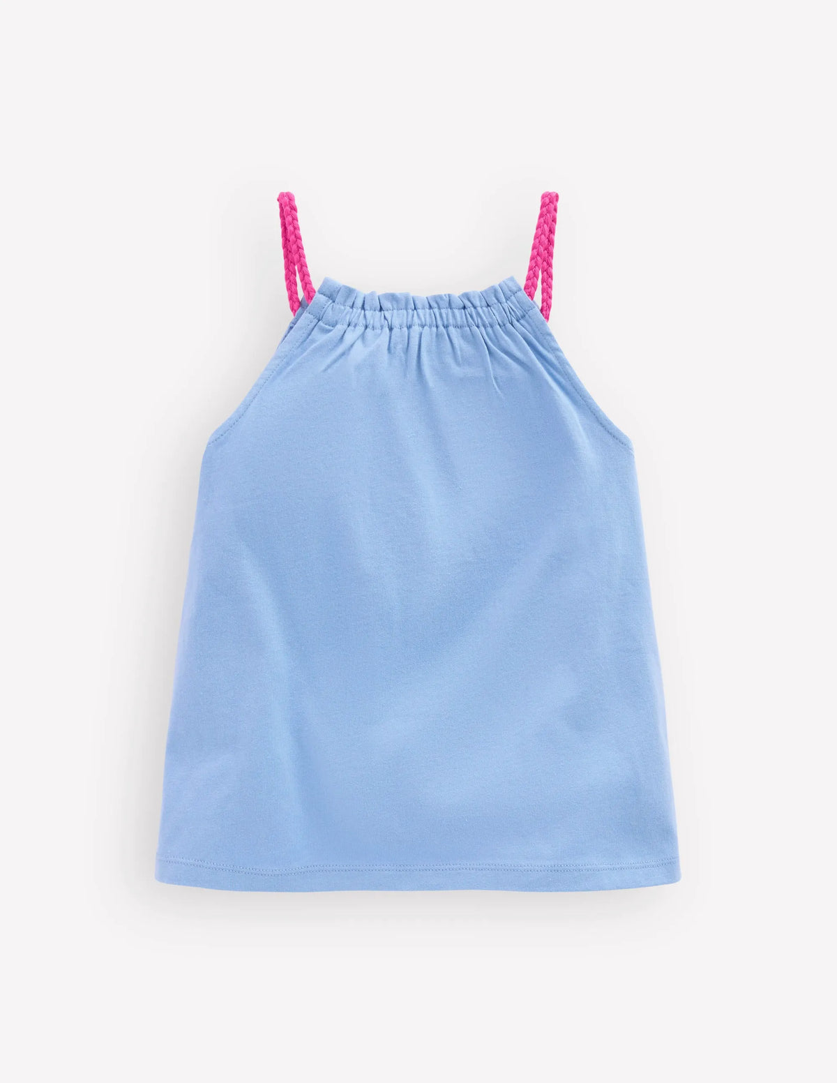 Plaited Strap Embroidered Tank-Forget Me Not Blue