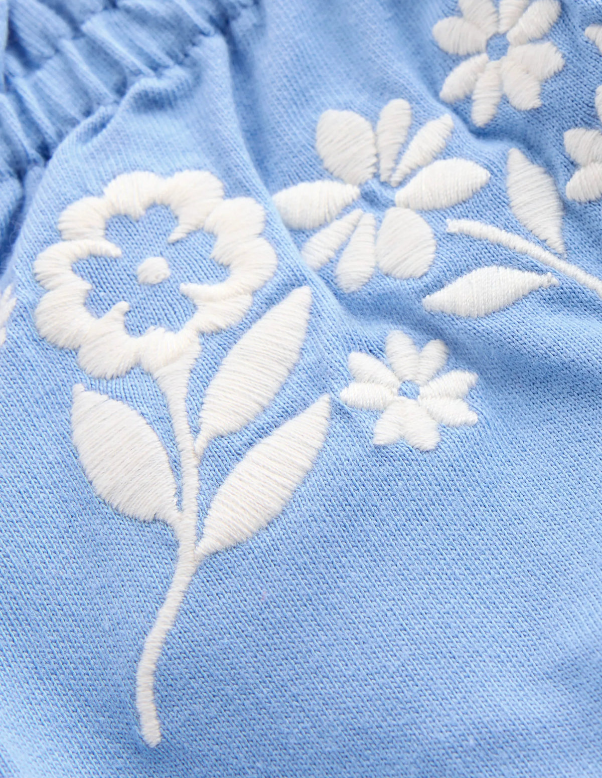Plaited Strap Embroidered Tank-Forget Me Not Blue