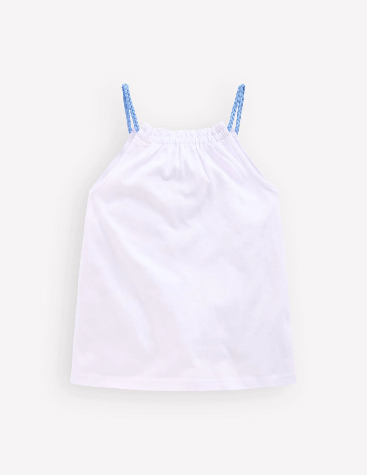 Plaited Strap Embroidered Tank-White Embroidery