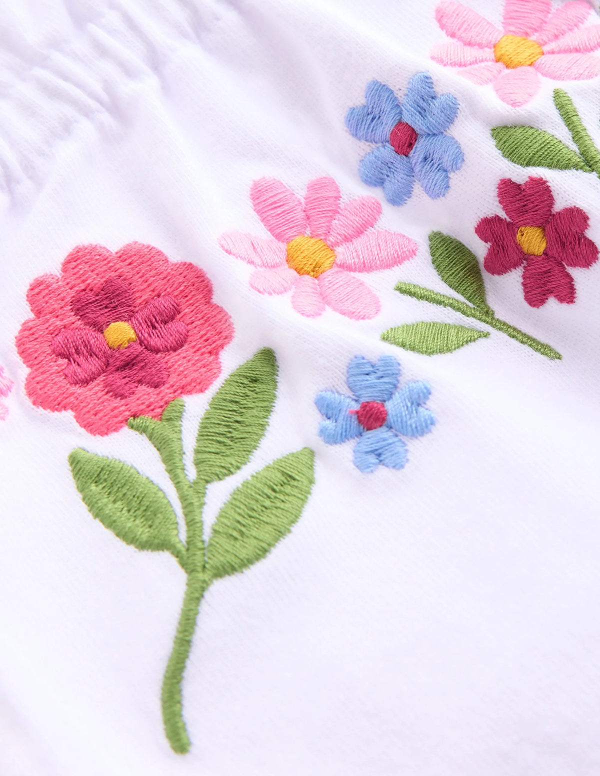 Plaited Strap Embroidered Tank-White Embroidery
