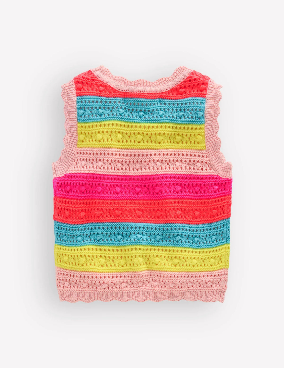 Pointelle Knitted Vest-Neon Stripe