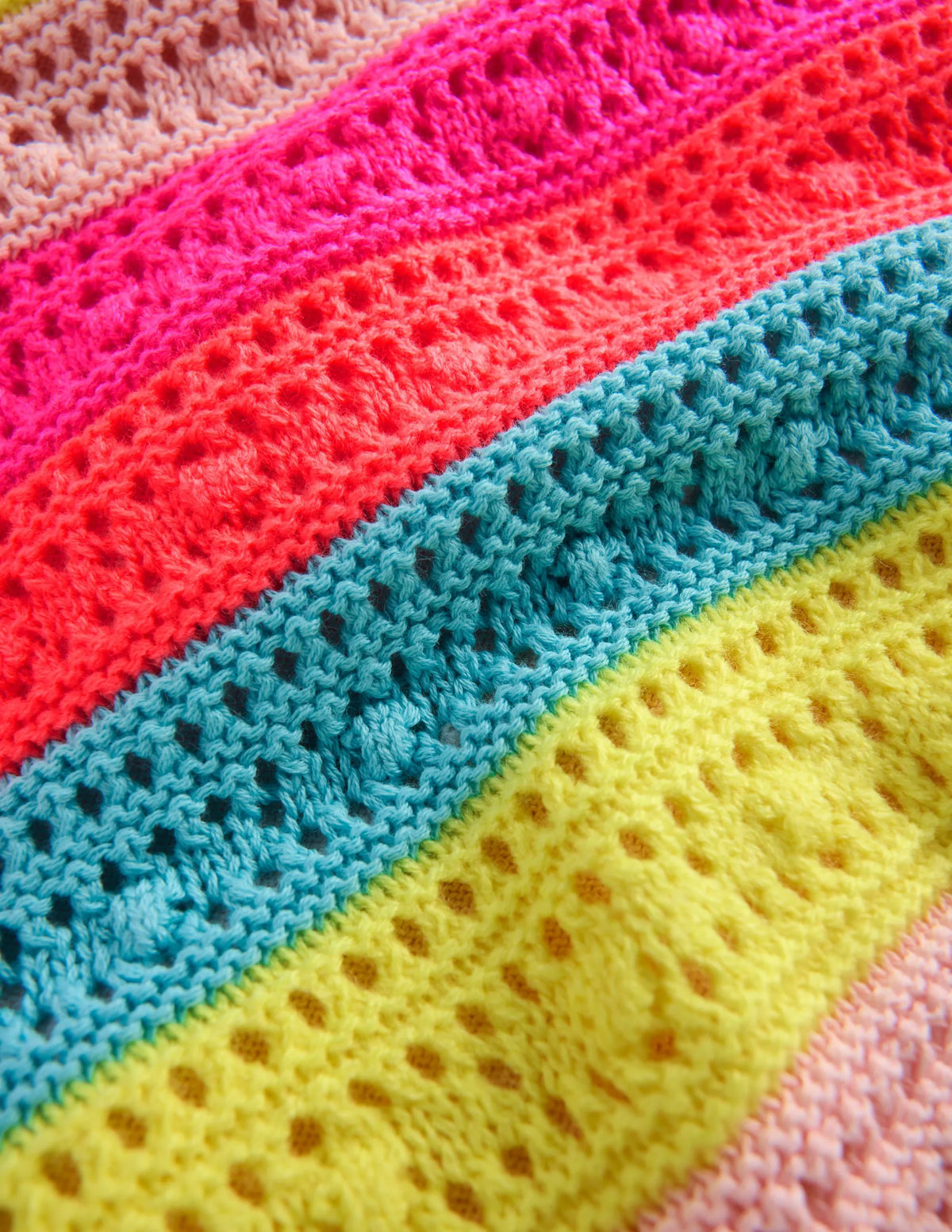 Pointelle Knitted Vest-Neon Stripe