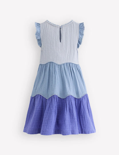 Double Cloth Twirly Dress-Forget Me Not Blue