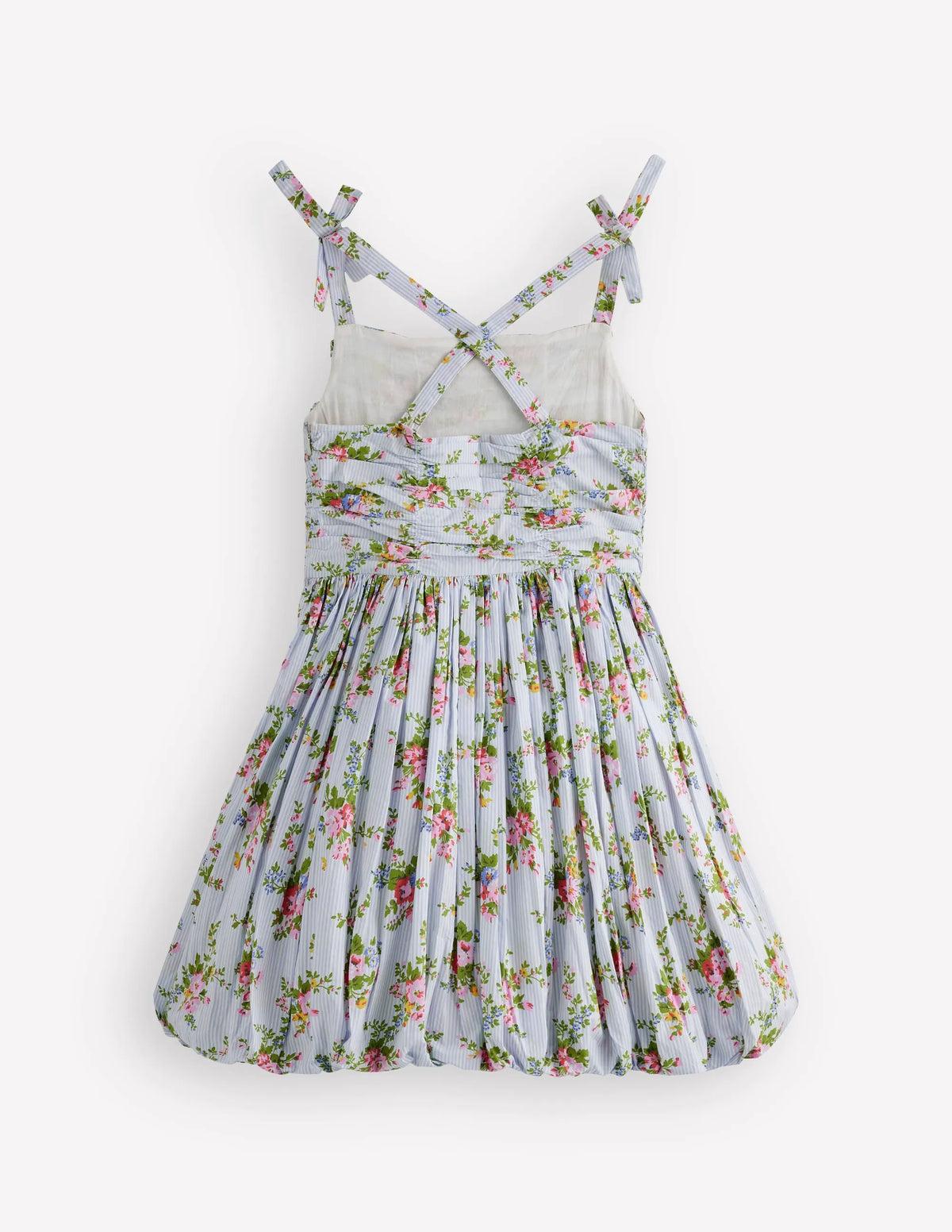 Ruched Bodice Bubble Dress-Vintage Floral