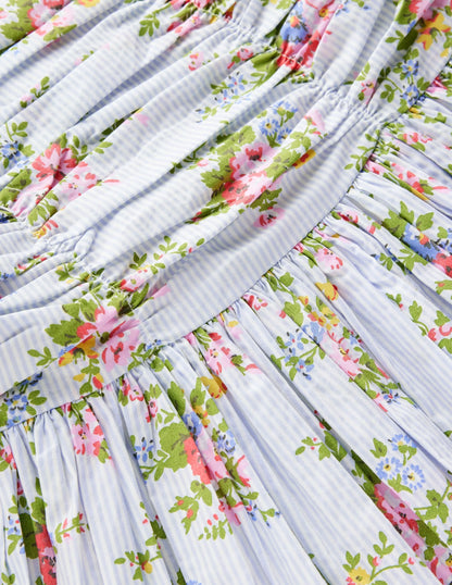 Ruched Bodice Bubble Dress-Vintage Floral