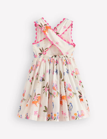 Harper Cross-Back Dress-Soft Ivory Jungle