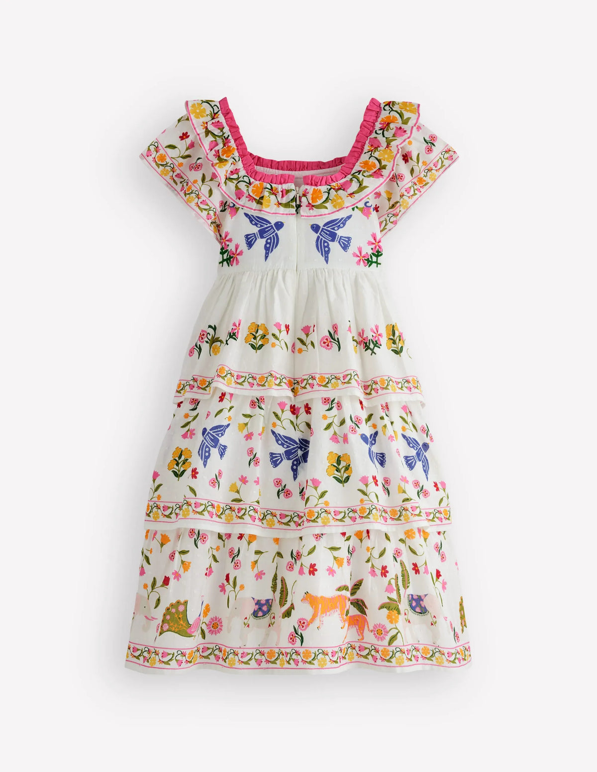 Tiered Ruffle Woven Dress-Soft Ivory Jungle Placement