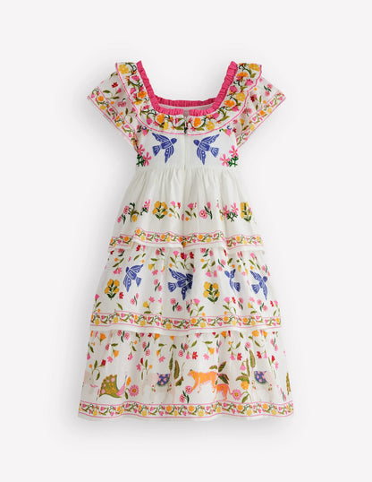 Tiered Ruffle Woven Dress-Soft Ivory Jungle Placement