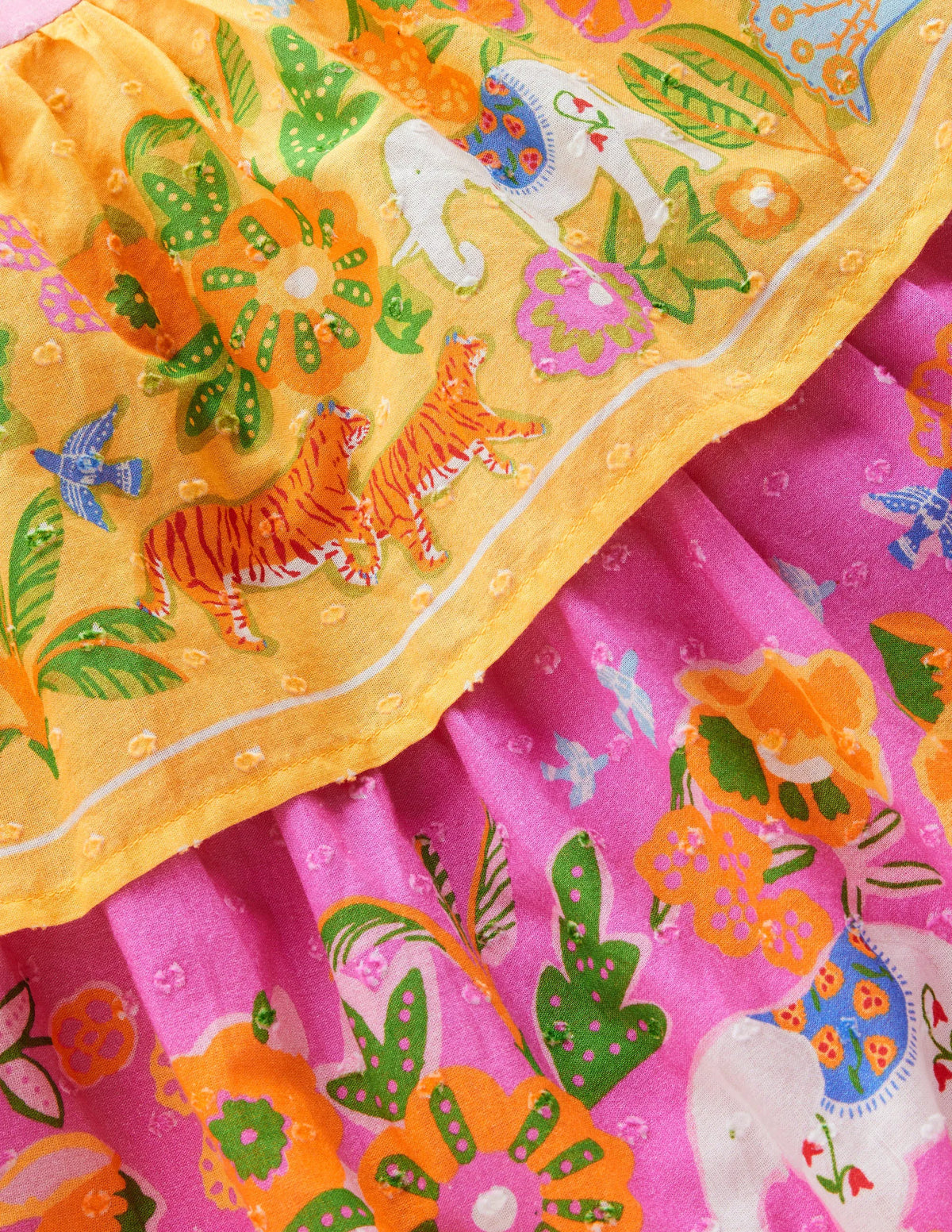 Tiered Ruffle Woven Dress-Sunflower Yellow Jungle Animal