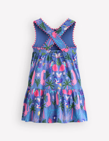 Jersey Cross-back Dress-Quiet Harbour Animal Palm