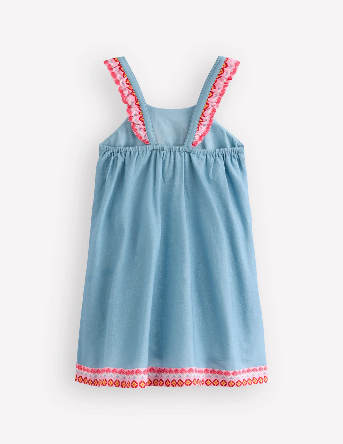 Ruffle Strap Sundress-Vintage Blue Floral Placement