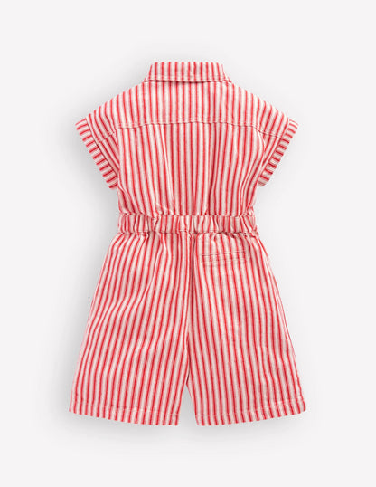 Embroidered Playsuit-Red Stripe