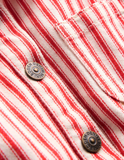 Embroidered Playsuit-Red Stripe