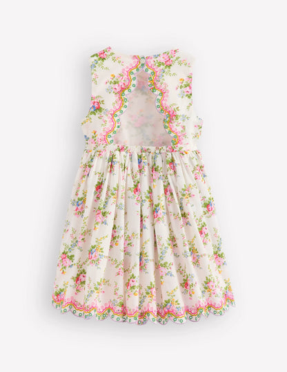 Broderie Back Detail Dress-Soft Ivory Rosa