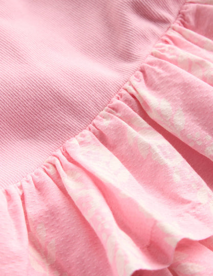 Short Sleeve Jersey RaRa Dress-Blossom Pink Flower Vine