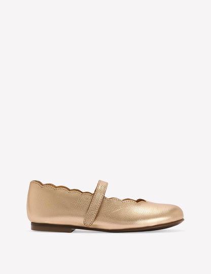 Scallop Mary Janes-Gold