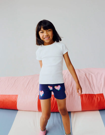 Cartwheel Shorts-Navy Love Hearts