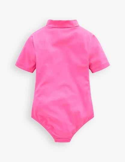 Short-sleeved Swimsuit-Cinnamon Red Sixties Sunrise