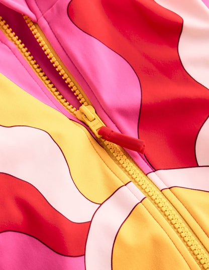 Short-sleeved Swimsuit-Cinnamon Red Sixties Sunrise