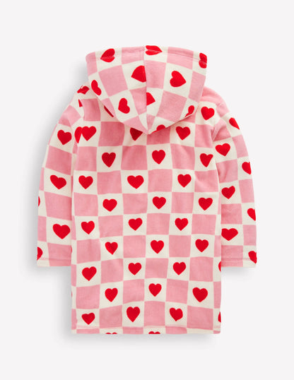 Romie Towelling Zip Throw-On-Bubblegum Pink Heart Stamp