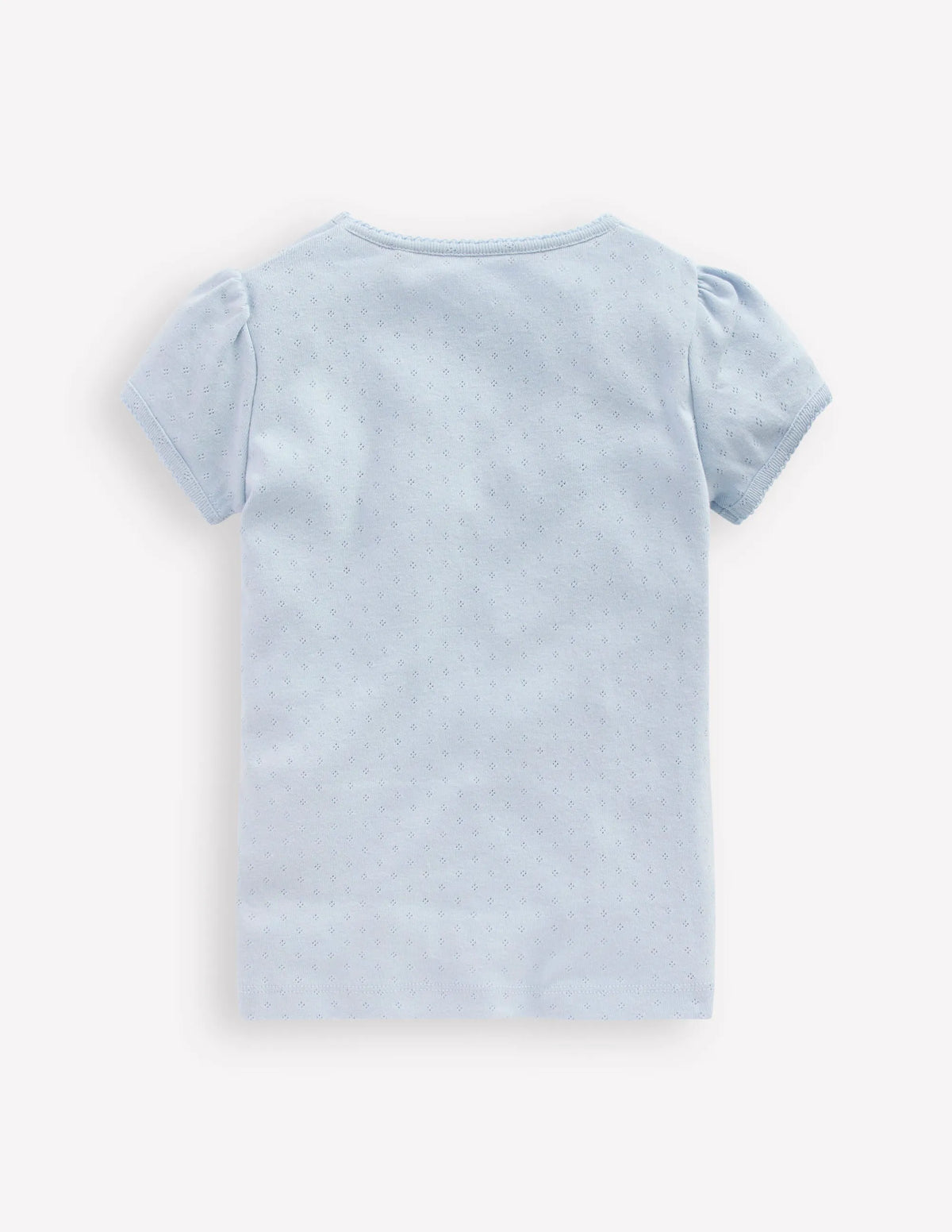 Short Sleeve Pointelle Top-Blue