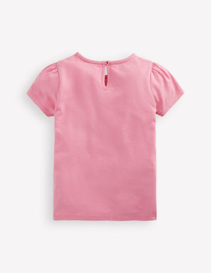 Puff Sleeve Superstitch Top-Pink Unicorns