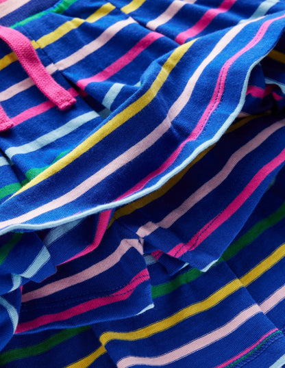 Pleated Jersey Skort-Navy Rainbow Stripe
