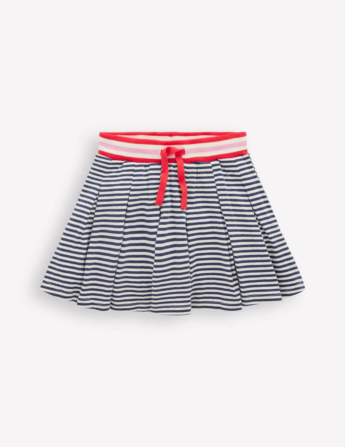 Pleated Jersey Skort-Navy Stripe