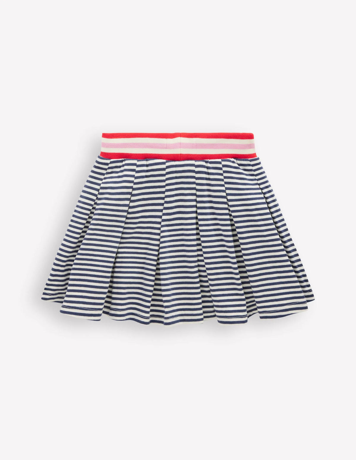 Pleated Jersey Skort-Navy Stripe