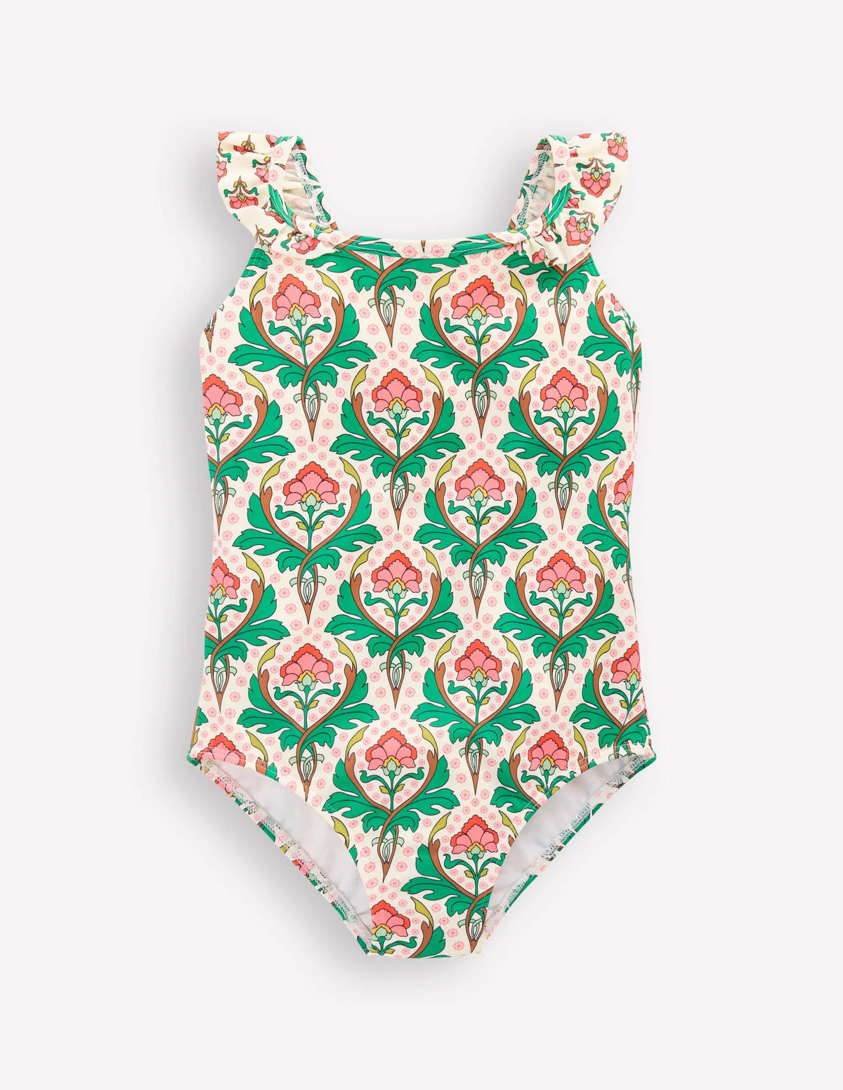 Hallie Frill Strap Swimsuit-Multi Woodblock Floral