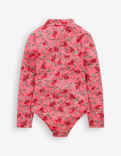 Long-sleeved Swimsuit-Salmon Pink Meadow Floral