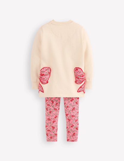 Fun Sweatshirt Tunic Set-Oatmeal Marl Bows