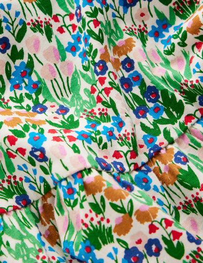 Blouson Sleeve Jersey Dress-Kingfisher Spring Flowerbed