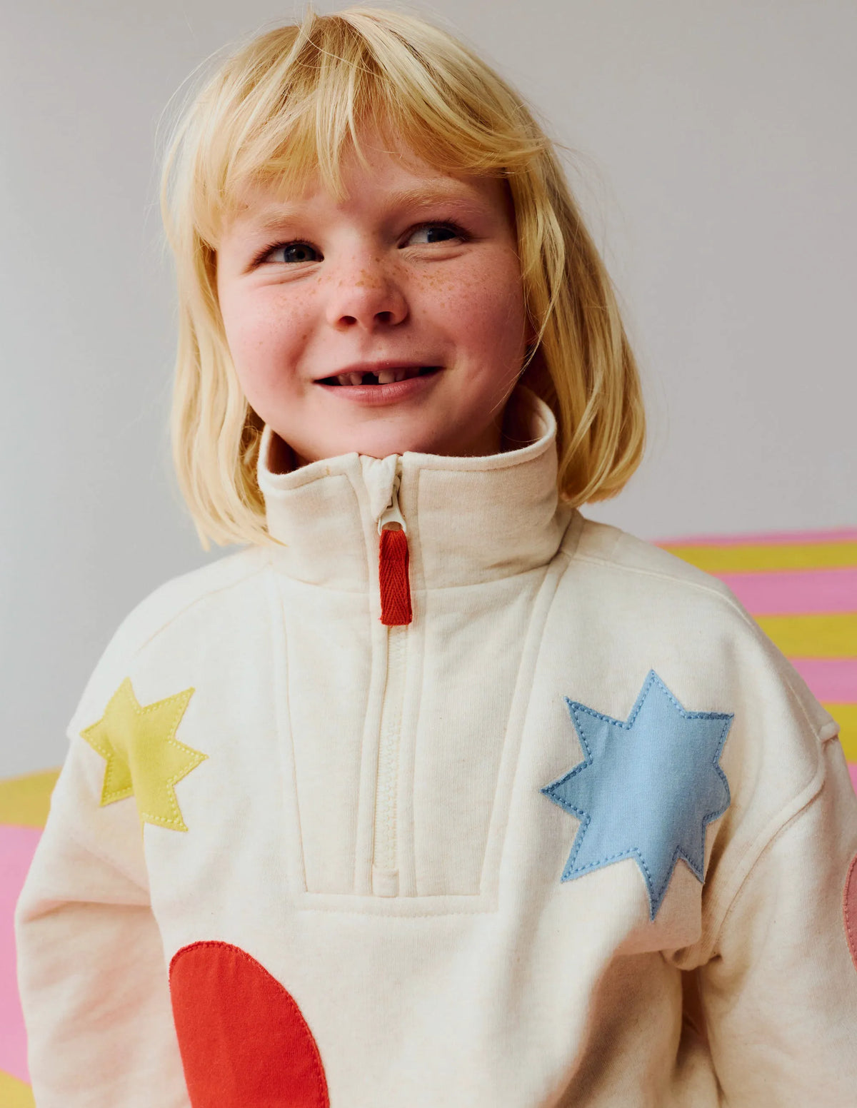 Half-zip Sweatshirt-Applique Shapes