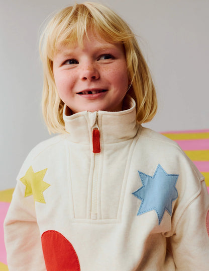Half-zip Sweatshirt-Applique Shapes