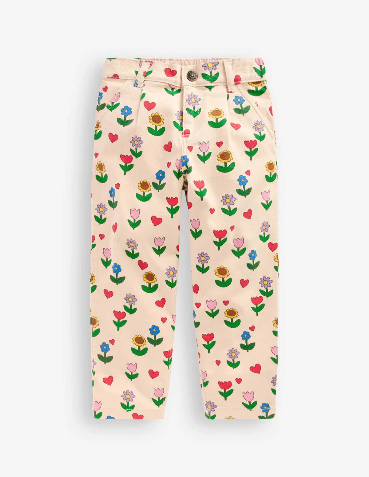 Pleat Jeans-Ivory Sunflower Garden