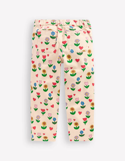 Pleat Jeans-Ivory Sunflower Garden