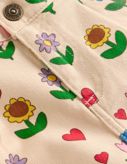 Pleat Jeans-Ivory Sunflower Garden