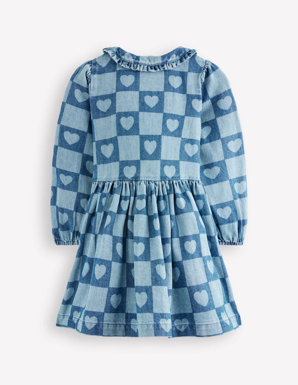 Pretty Shirt Dress-Denim Heart Stamp